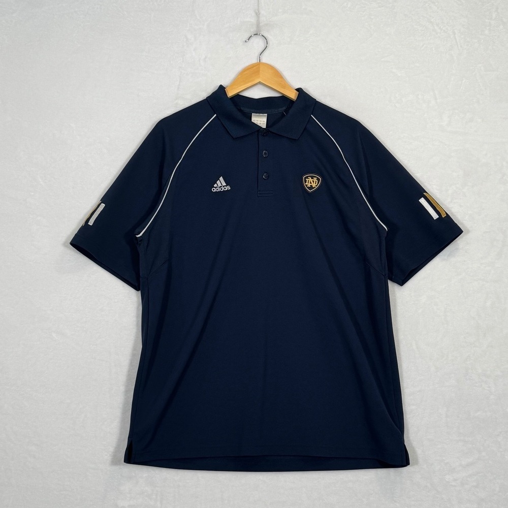 Adidas Navy Blue Notre Dame Fighting Irish Polo Shirt Large